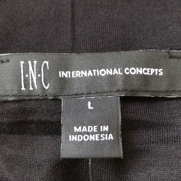 INC black v-neck dress w/kerchief hem, size L - Picture 5 of 7